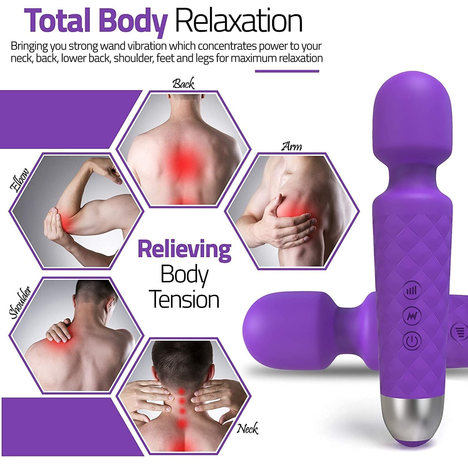 Waterproof Rechargeable Personal Body Massager for Women | Cordless Handheld Wand with 20 Vibration Modes & 8 Speed Patterns | Perfect for Pain Relief Massag Waterproof Rechargeable Personal Body Massager for Women | Cordless Handheld Wand with 20 Vibration Modes & 8 Speed Patterns | Perfect for Pain Relief Massag